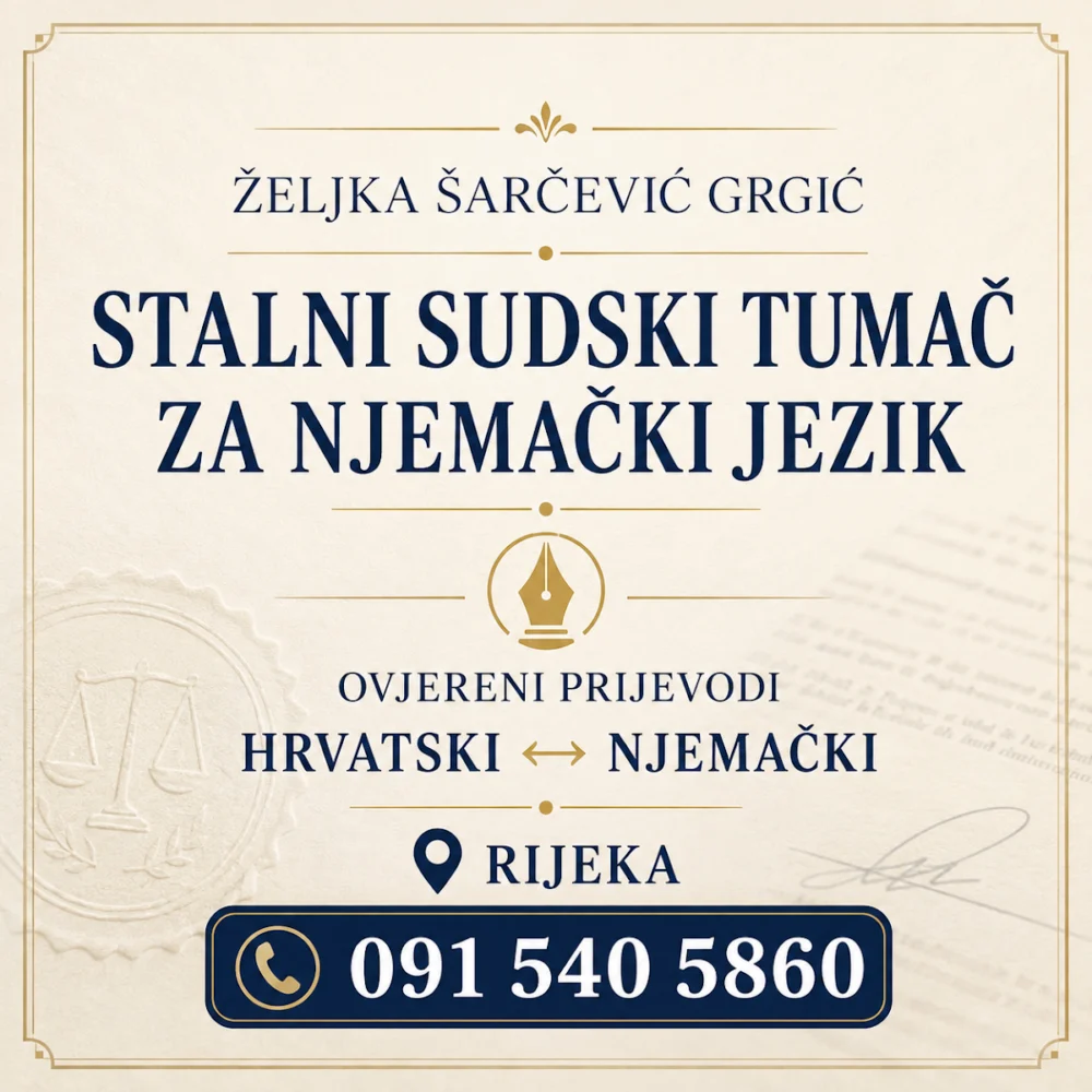 Sudski tumač i prevoditelj za njemački jezik Rijeka